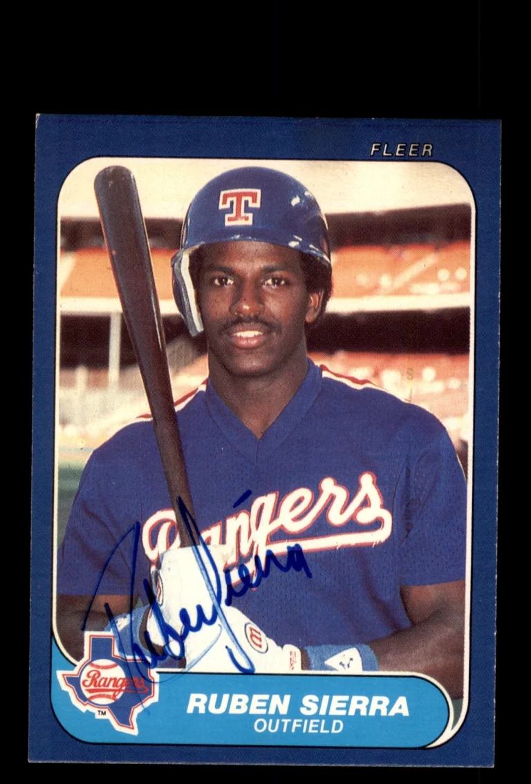 Signed Baseball Card Auto Ruben Sierra 1986 Fleer Update #U-105 Rangers