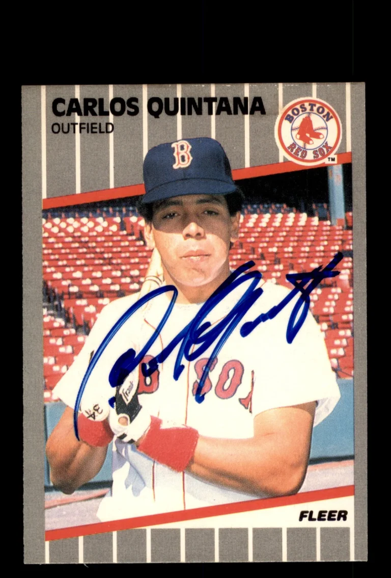 Signed Baseball Card Auto Carlos Quintana 1989 Fleer #95 Boston Red Sox