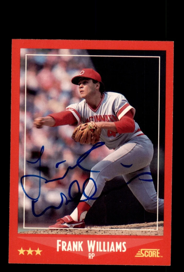 Signed Baseball Card Auto Frank Williams 1988 Score #317 Cincinnati Reds