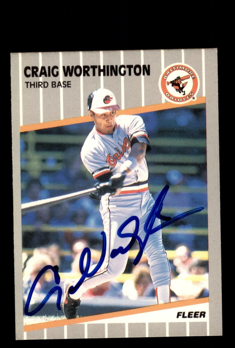 Signed Baseball Card Auto Craig Worthington 1989 Fleer #627 Baltimore Orioles
