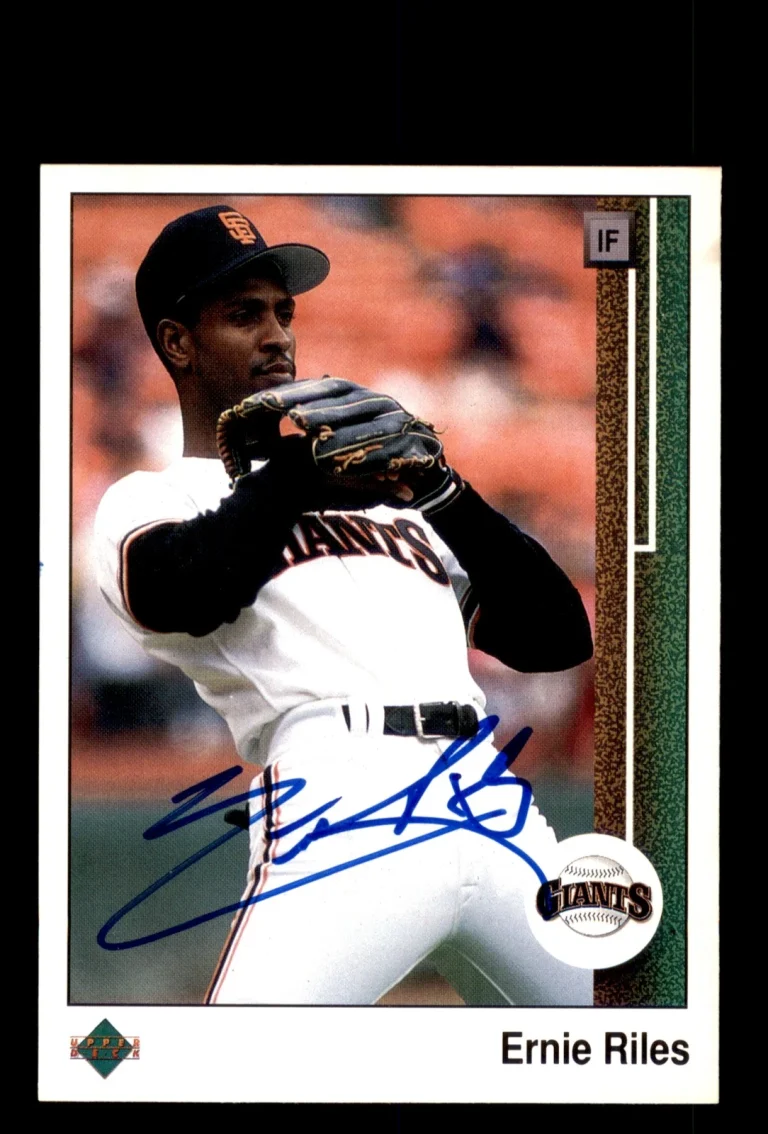 Signed Baseball Card Auto Ernie Riles 1989 Upper Deck #497 San Francisco Giants