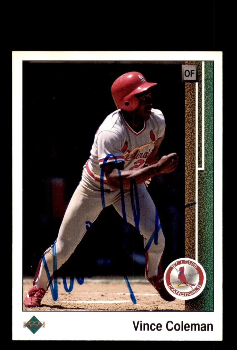 Signed Baseball Card Auto Vince Coleman 1989 Upper Deck #253 St. Louis Cardinals