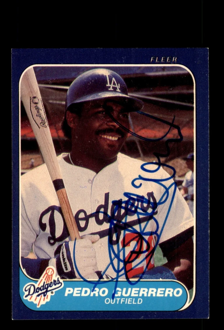 Signed Baseball Card Auto Pedro Guerrero 1986 Fleer #130 Los Angeles Dodgers