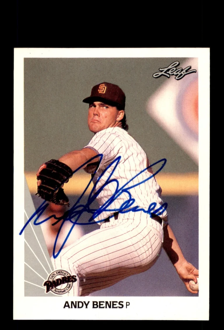 Signed Baseball Card Auto Andy Benes 1990 Leaf #56 San Diego Padres