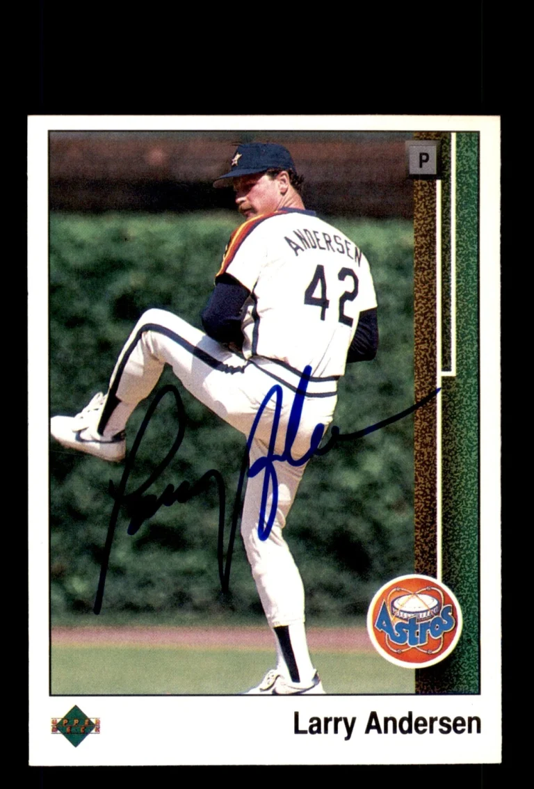 Signed Baseball Card Auto Larry Andersen 1989 Upper Deck #404 Houston Astros