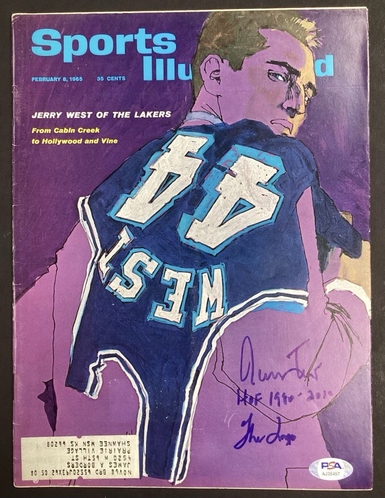 Jerry West Signed Sports Illustrated 2/8/65 Autograph The Logo HOF Insc PSA/DNA