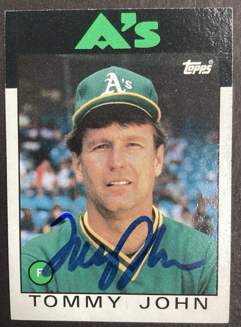 Tommy John Signed 1986 Topps #240 Baseball Card Oakland As A’s Autograph TPG