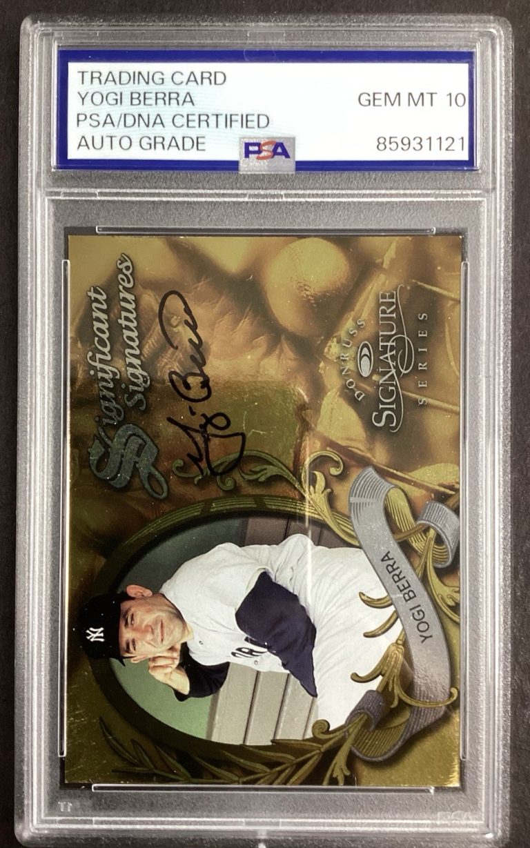 Yogi Berra Signed 1997 Donruss #291/2000 Yankees Baseball Card HOF PSA/DNA 10