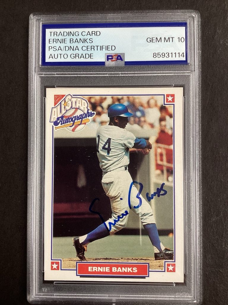 Ernie Banks Signed 1993 Nabisco Baseball Card Cubs HOF Autograph PSA/DNA GM 10