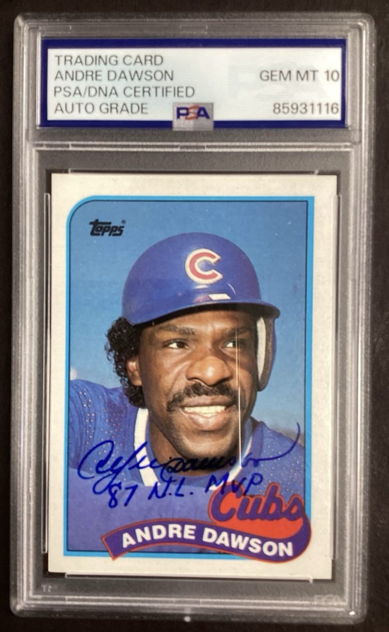 Andre Dawson Signed 1989 Topps #10 Baseball Card Cubs Autograph PSA/DNA 10