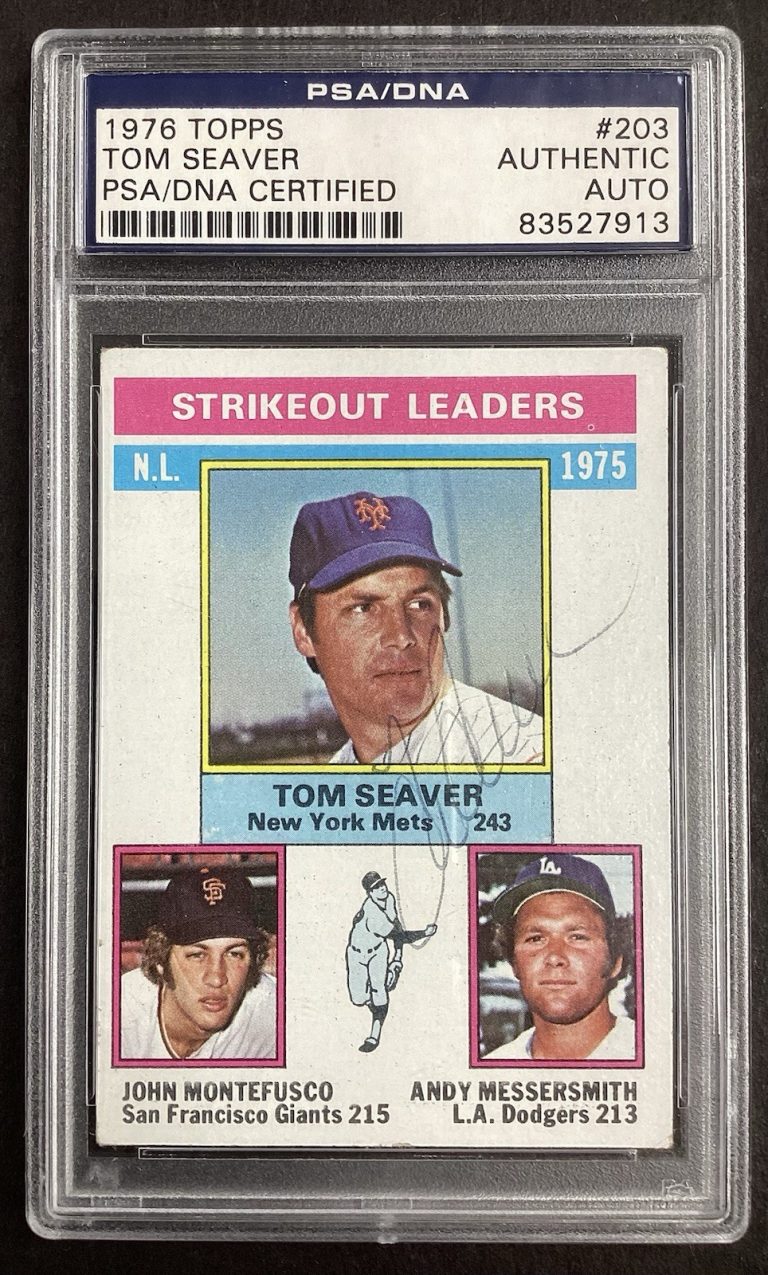 Tom Seaver Signed 1976 Topps #203 Baseball Card Mets HOF Autograph PSA/DNA