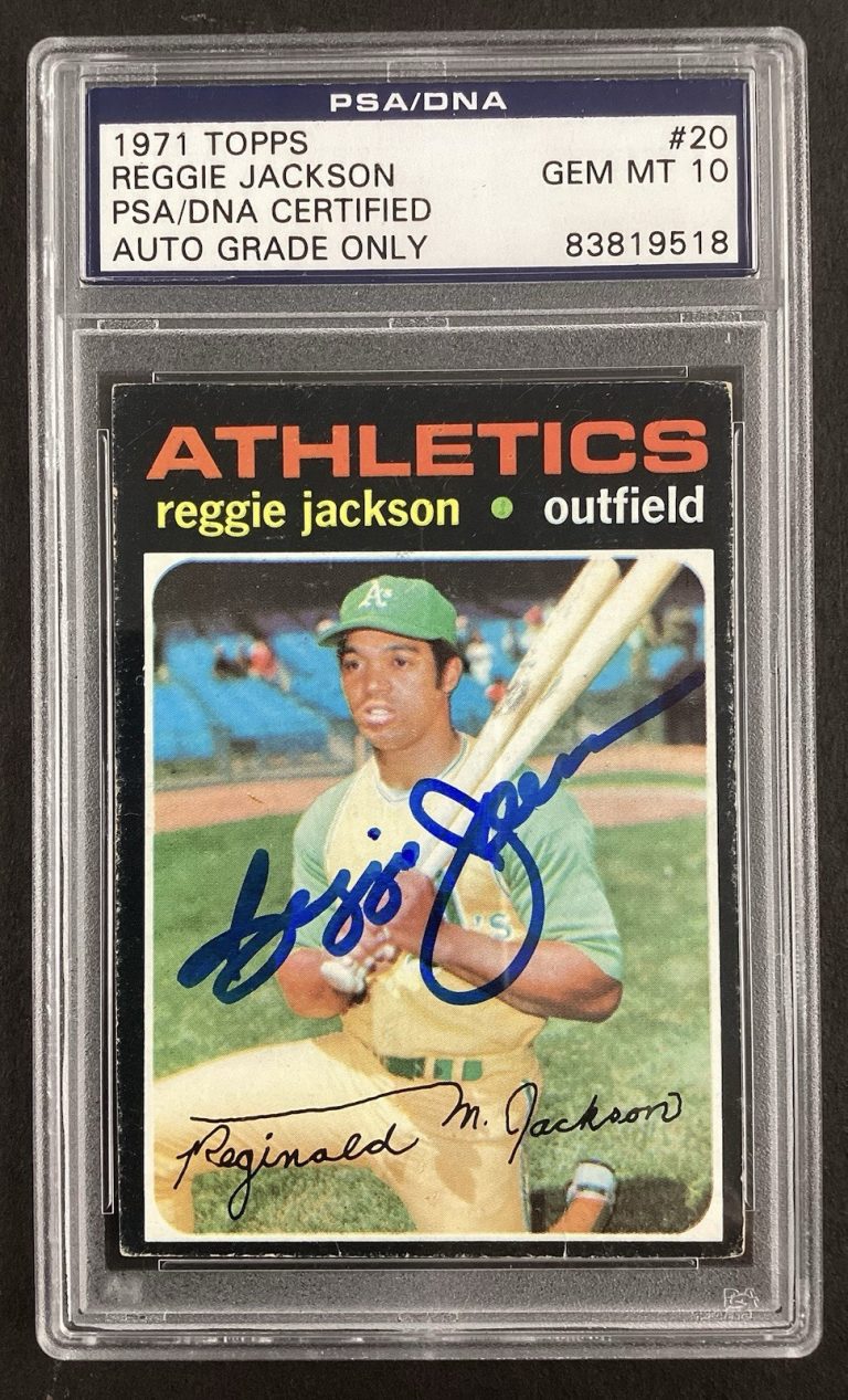 Reggie Jackson Signed 1971 Topps #20 Baseball Card HOF Autograph PSA/DNA GEM 10