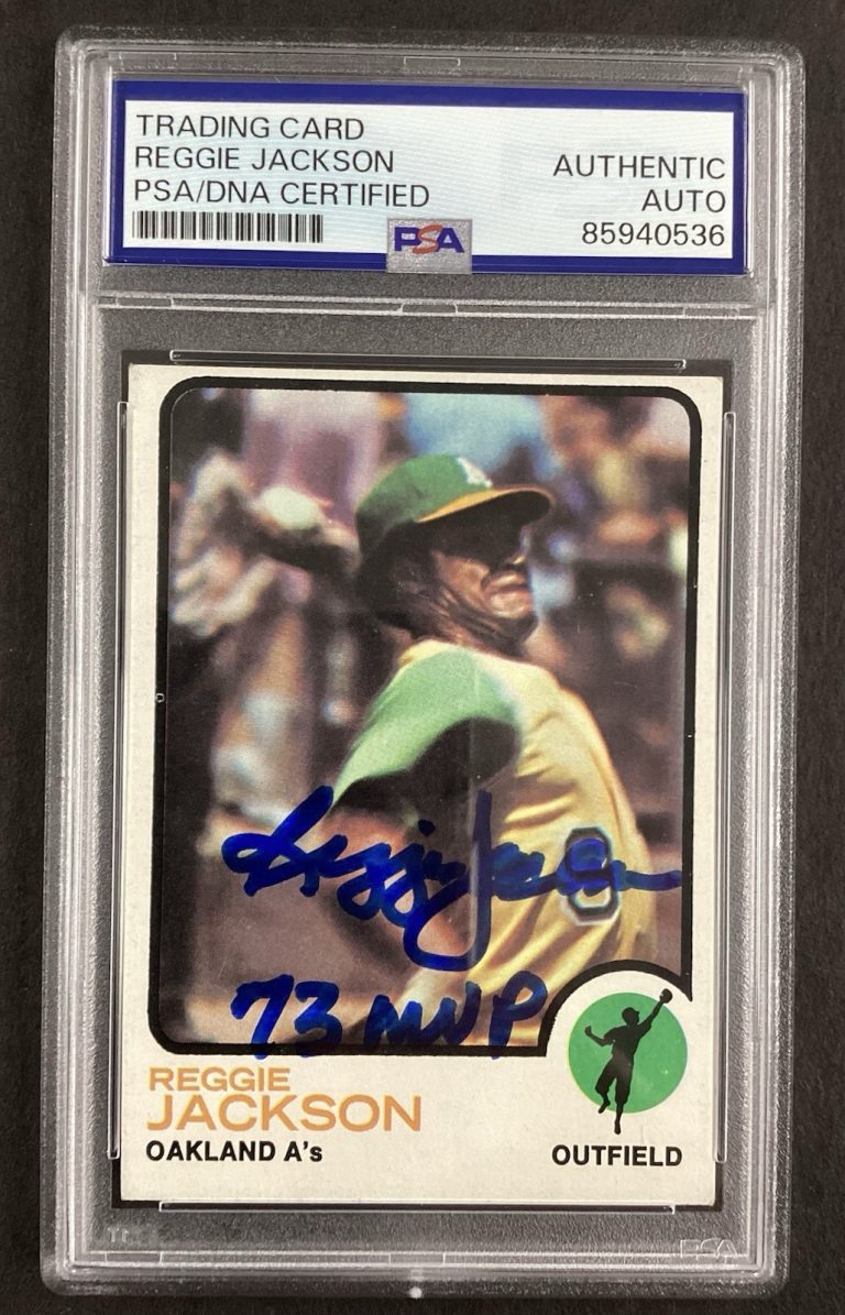 Reggie Jackson Signed 1973 Topps #255 Baseball Card HOF Autograph PSA/DNA #2