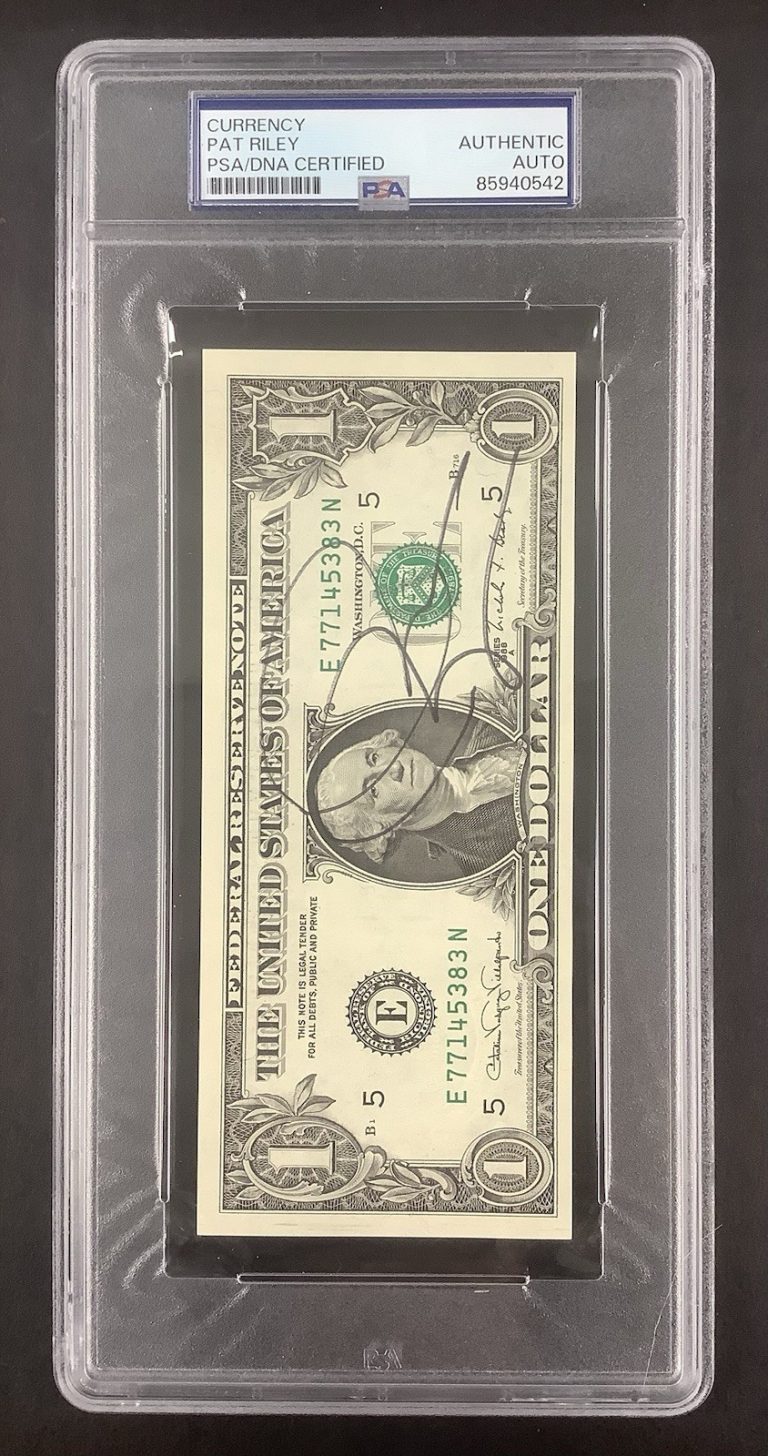 Pat Riley Signed Currency $1 Bill Basketball Lakers Heat Autograph HOF PSA/DNA