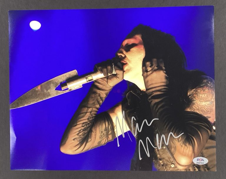 Marilyn Manson Signed Photo 11x14 Music Rock Autograph Butcher Knife PSA/DNA