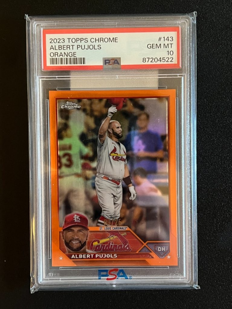 2023 TOPPS CHROME BASEBALL ALBERT PUJOLS #143 CARDINALS INSERT ORANGE /25 PSA 10