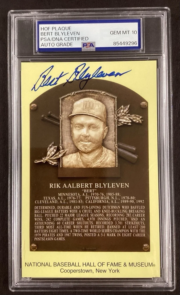 Bert Blyleven Signed Gold HOF Plaque Postcard Yellow Autograph Twins PSA/DNA 10