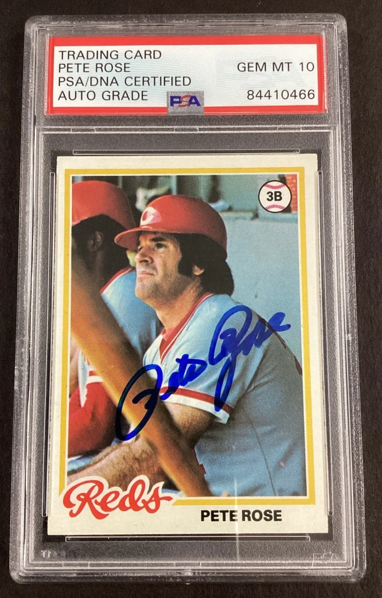 Pete Rose Signed 1978 Topps #20 Baseball Card Reds Hit Man PSA/DNA Auto Gem 10