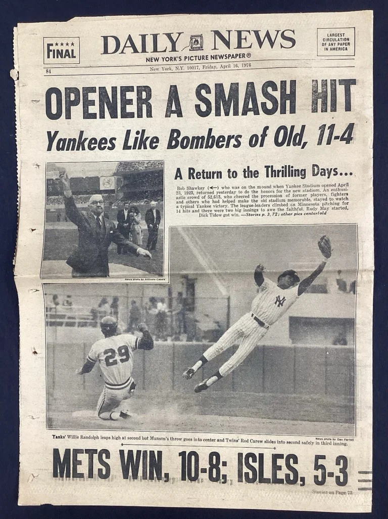 1976 Daily News Newspaper NY Yankees New Stadium Mantle DiMaggio Ruth Ford Berra