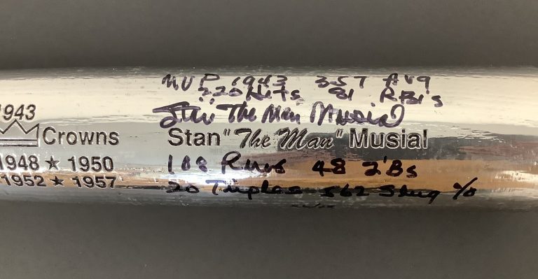 Stan Musial Signed Baseball Bat Pewter The Man Cardinals Autograph STATS HOF JSA