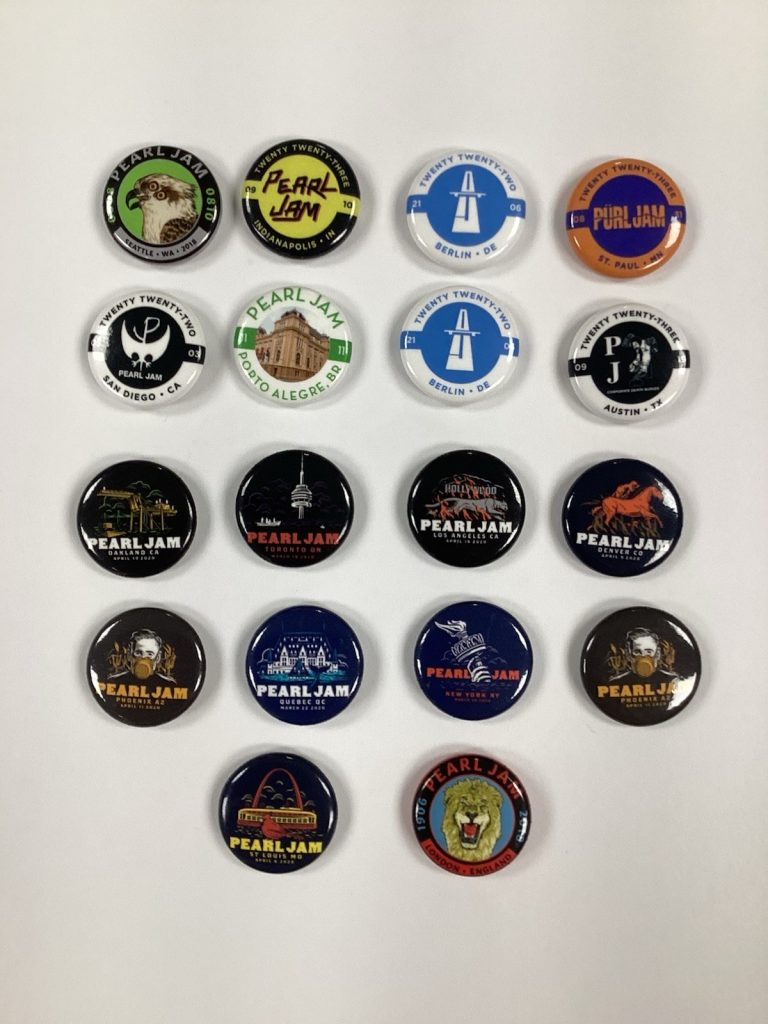 Pearl Jam Pin Lot Of 18 New Gig Show Button Eddie Vedder Various Tours Music