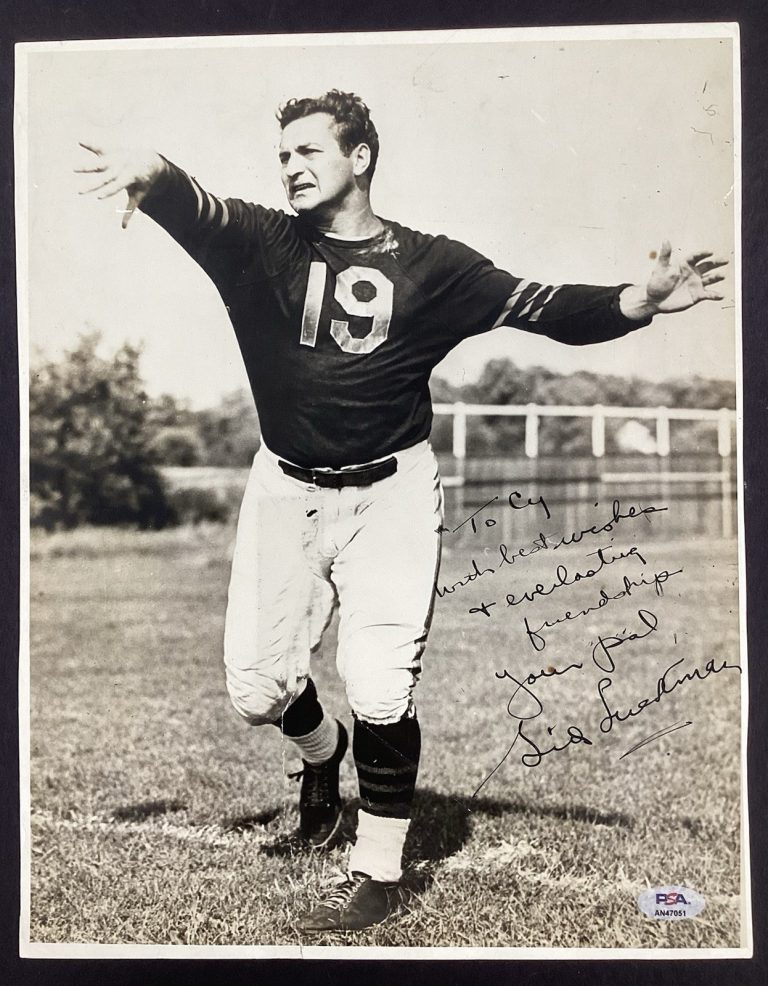 Sid Luckman Signed Photo 11x14 Type 1 Football Chicago Bears HOF Autograph PSA