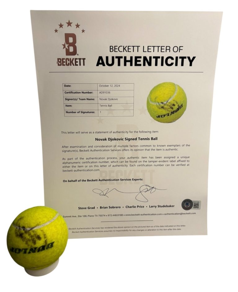 Novak Djokovic Signed Autograph Australian Open Tennis Ball Match Used 2023 BAS