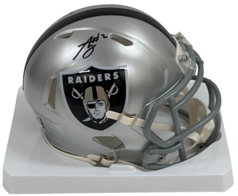 Ashton Jeanty Signed Las Vegas Raiders NFL Mini Speed Helmet Beckett Witness