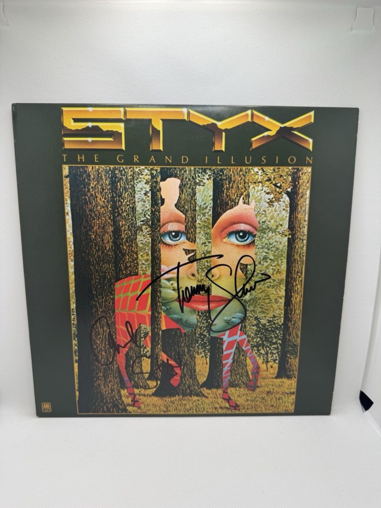 Tommy Shaw Signed Vinyl Styx Grand Illusion Chuck Panozzo Green Record JSA COA