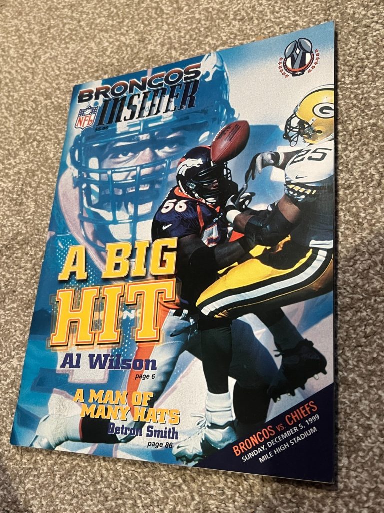 FOOTBALL PROGRAM KANSAS CITY CHIEFS DENVER BRONCOS 12/5 1999 AL WILSON