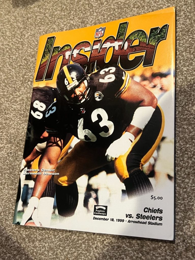 FOOTBALL PROGRAM KANSAS CITY CHIEFS PITTSBURGH STEELERS 12/18 1999