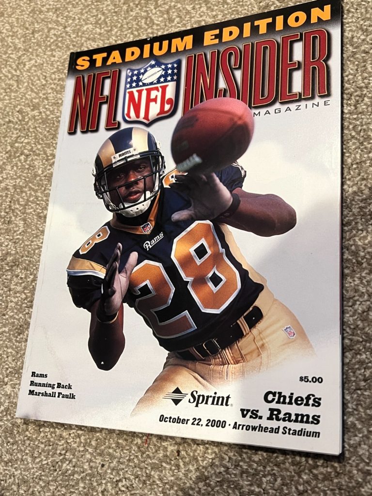 FOOTBALL PROGRAM KANSAS CITY CHIEFS ST LOUIS RAMS 10/22 2000 MARSHALL FAULK