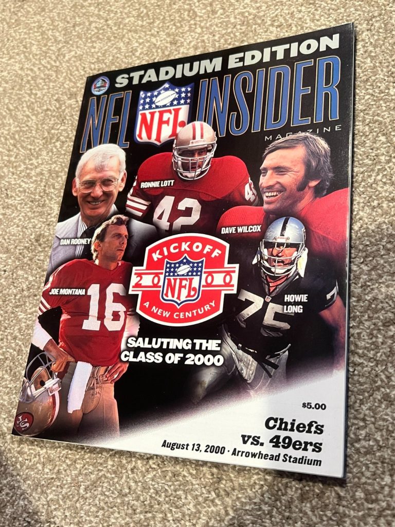 FOOTBALL PROGRAM KANSAS CITY CHIEFS SAN FRANCISCO 49ers 8/13 2000