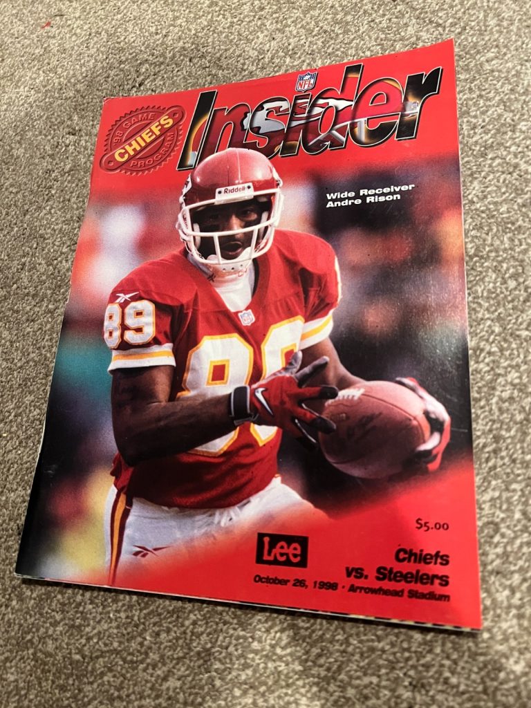 FOOTBALL PROGRAM KANSAS CITY CHIEFS PITTSBURGH STEELERS 10/26 1998 ANDRE RISON