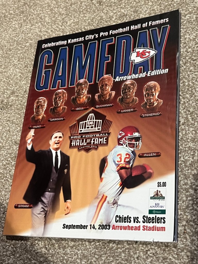 FOOTBALL PROGRAM KANSAS CITY CHIEFS PITTSBURGH STEELERS 9/14 2003