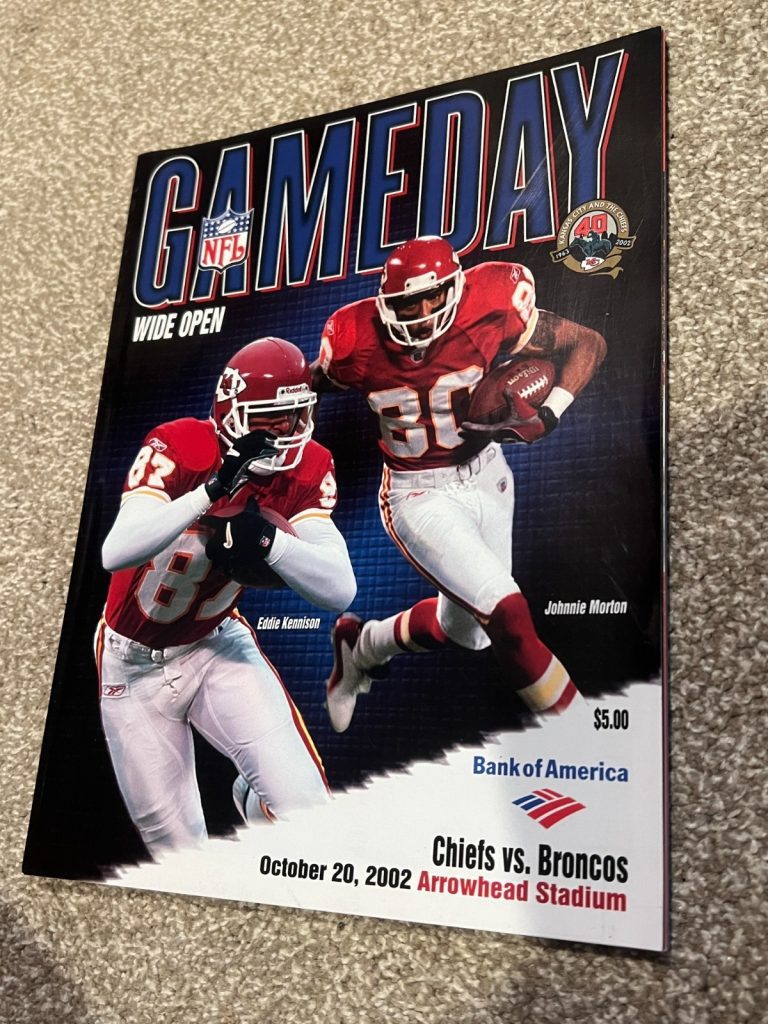 FOOTBALL PROGRAM KANSAS CITY CHIEFS DENVER BRONCOS 10/20 2002