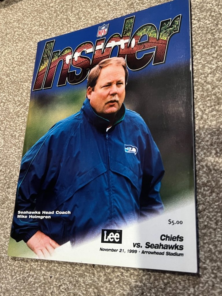 FOOTBALL PROGRAM KANSAS CITY CHIEFS SEATTLE SEAHAWKS 11/21 1999 MIKE HOLMGREN