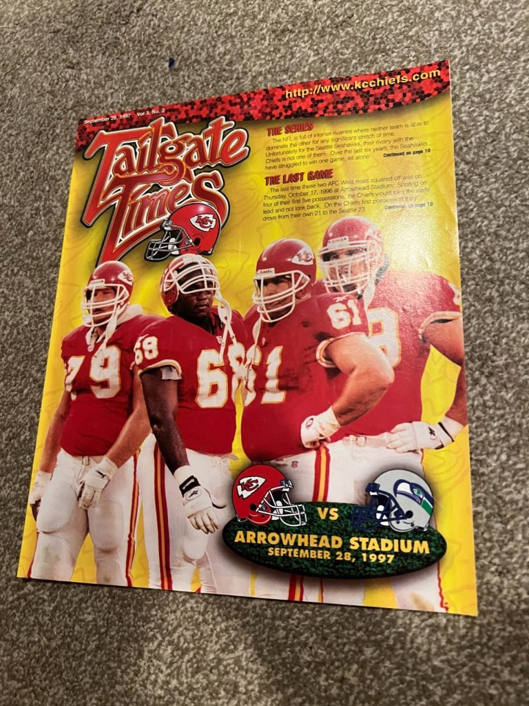 FOOTBALL TAILGATE TIMES PROGRAM KANSAS CITY CHIEFS SEATTLE SEAHAWKS 9/25 1997