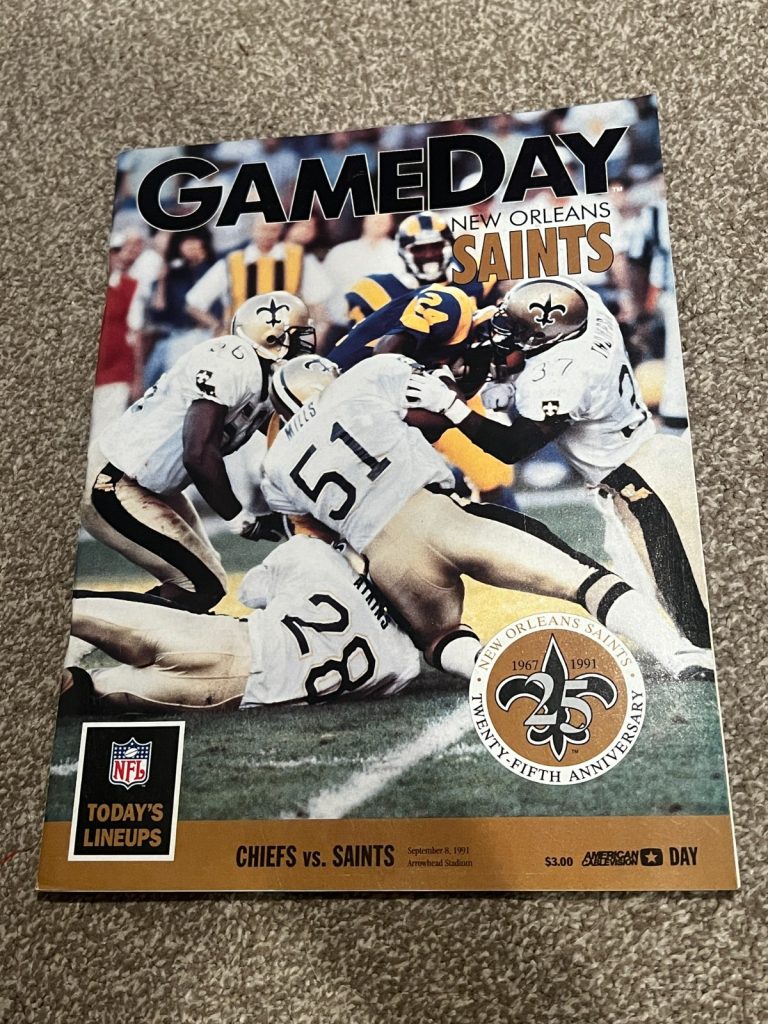 FOOTBALL PROGRAM KANSAS CITY CHIEFS NEW ORLEANS SAINTS 9/8 1991