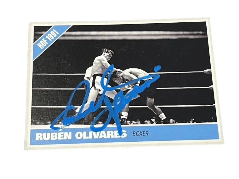 BOXING LEGEND HOF RUBEN OLIVARES SIGNED AUTOGRAPHED CARD COA