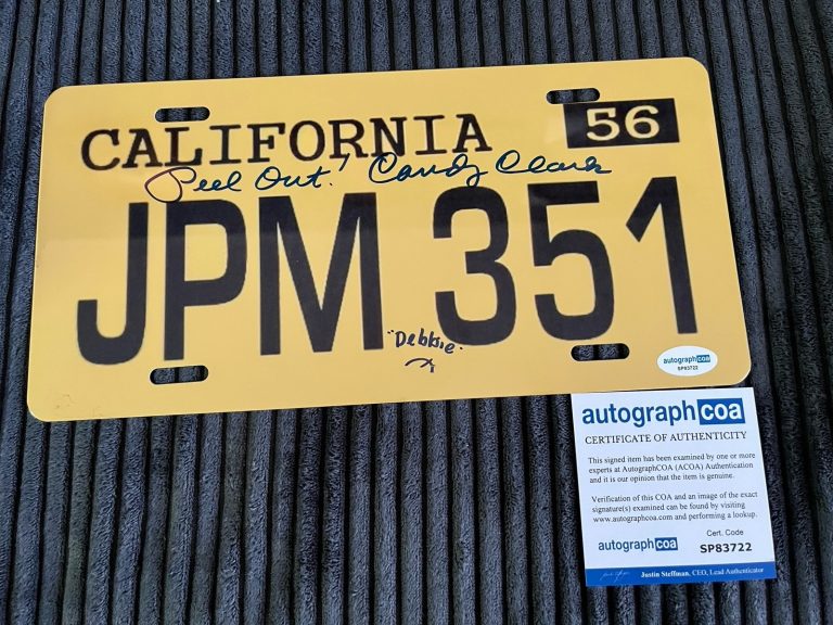CANDY CLARK SIGNED AUTOGRAPHED AMERICAN GRAFFITI LICENSE PLATE  ACOA COA RARE