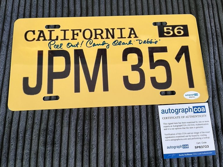 CANDY CLARK SIGNED AUTOGRAPHED AMERICAN GRAFFITI LICENSE PLATE  ACOA COA RARE