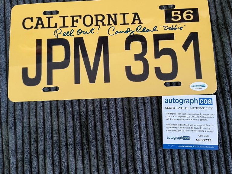 CANDY CLARK SIGNED AUTOGRAPHED AMERICAN GRAFFITI LICENSE PLATE  ACOA COA RARE