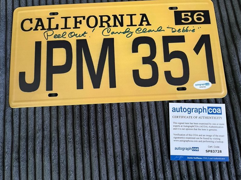 CANDY CLARK SIGNED AUTOGRAPHED AMERICAN GRAFFITI LICENSE PLATE  ACOA COA RARE