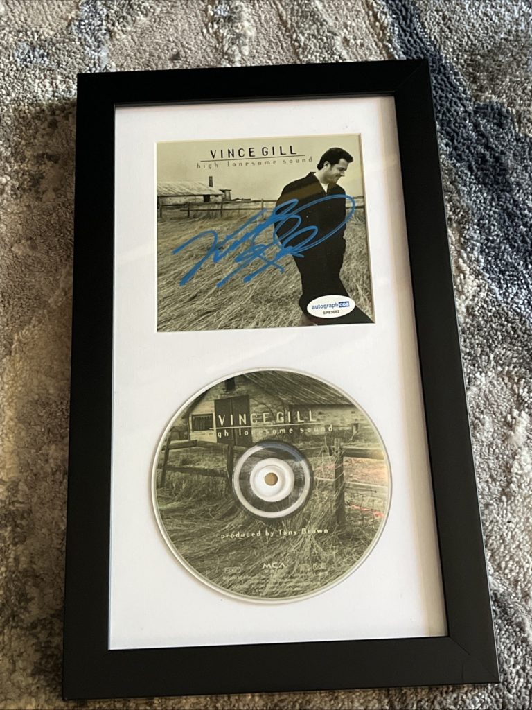 COUNTRY STAR VINCE GILL SIGNED AUTOGRAPH FRAMED CD ACOA COA HIGH LONESOME SOUND
