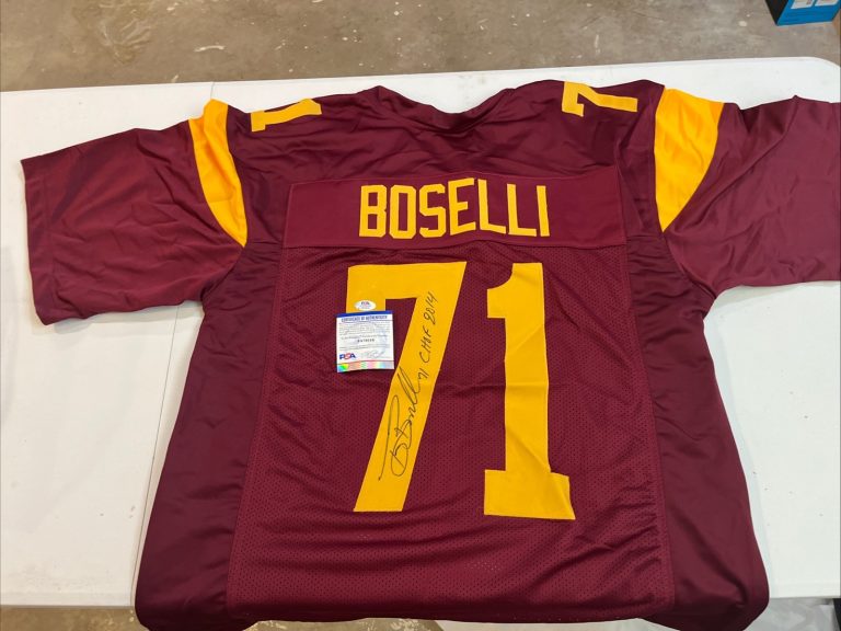 Tony Boselli Autographed/Signed Jersey PSA  COA USC Trojans Pro Bowl Pac 10 Insc