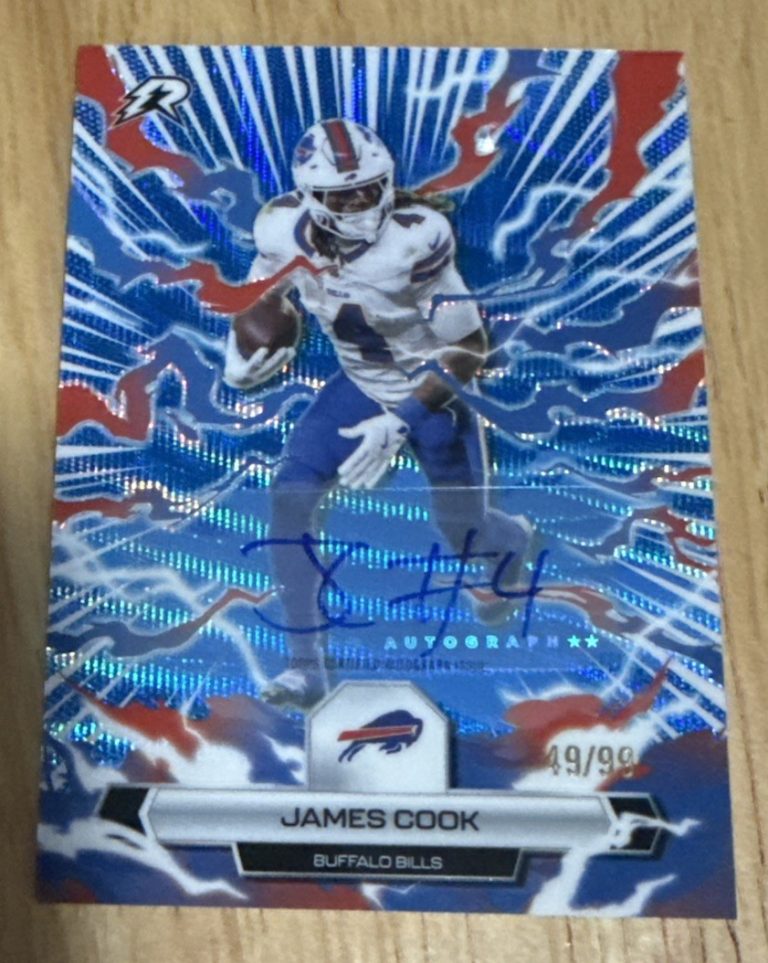 2025 Topps Resurgence James Cook Buffalo Bills Blue Surge /99 Auto