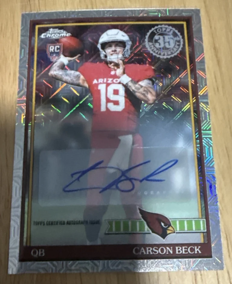 Carson Beck 2026 Topps Silver #91TRC-5 Mojo Refractor 1991 Chrome RC Rookie Auto