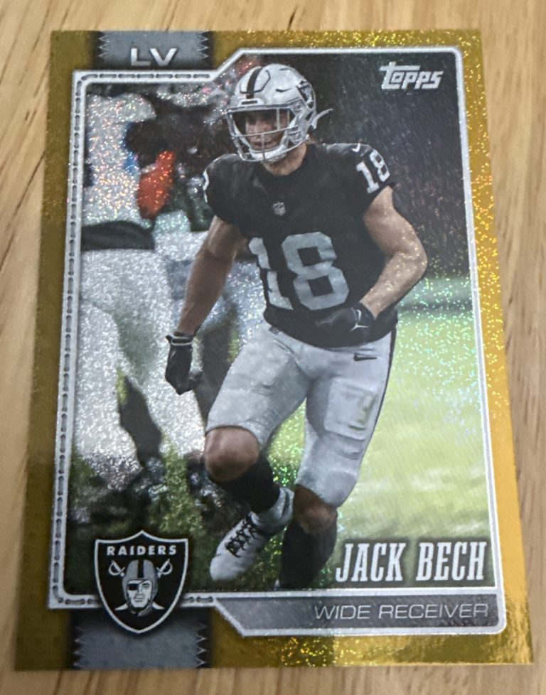 JACK BECH 2026 TOPPS FLAGSHIP FOOTBALL GOLD SANDGLITTER /50 #120 RAIDERS Q8029