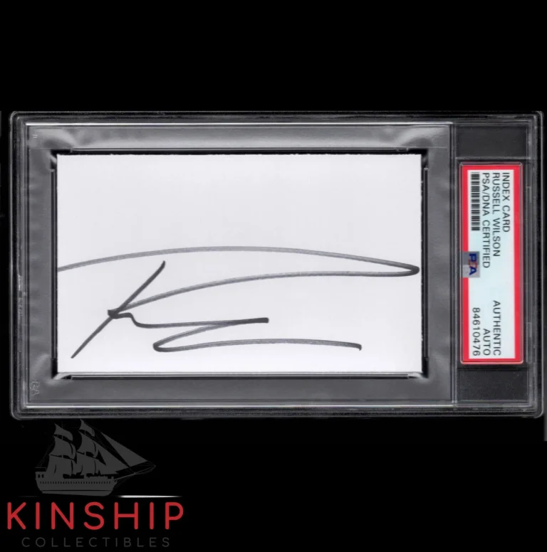 Russell Wilson signed 3x5 cut PSA DNA Slabbed Auto Bold Broncos HOF C922
